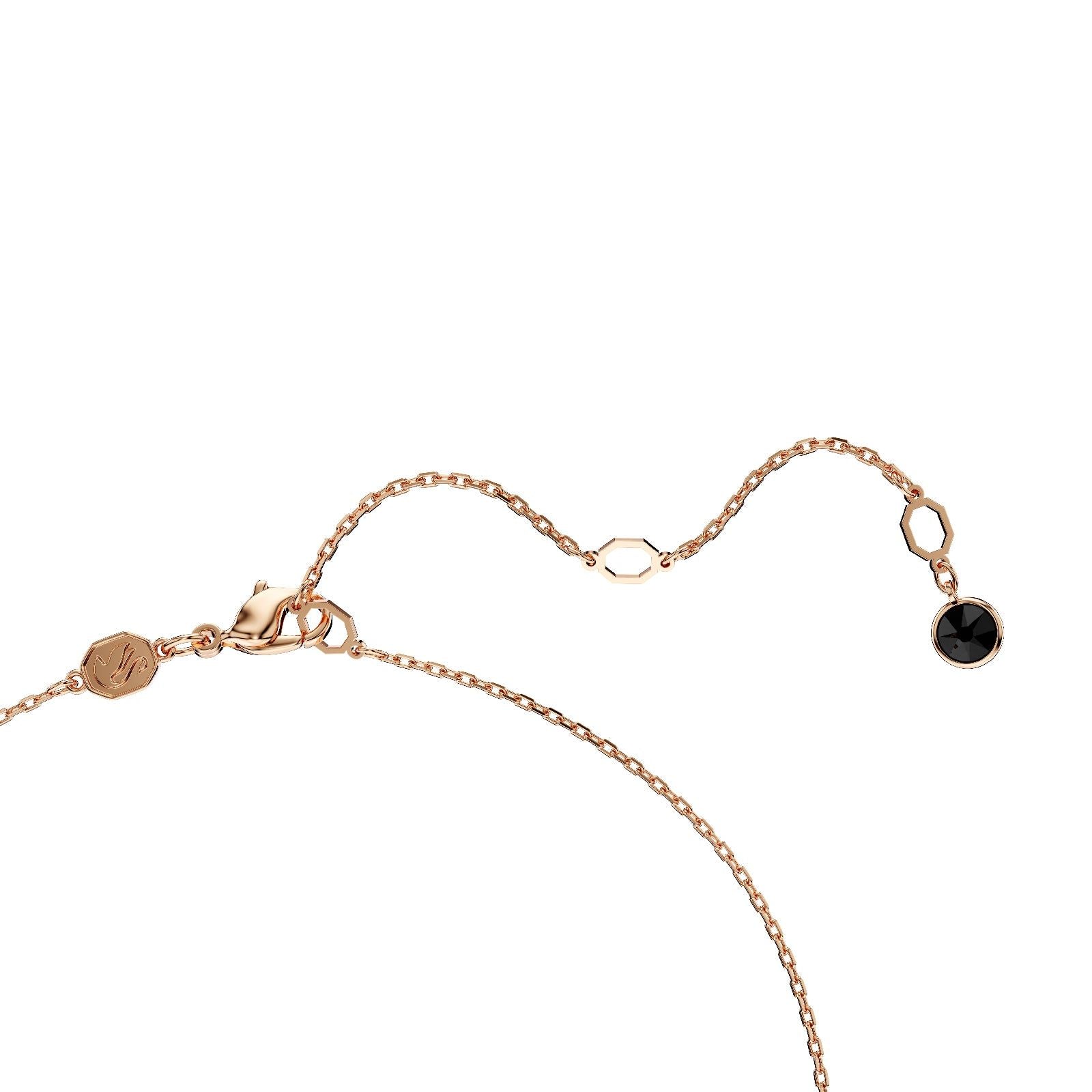 Collana donna Swarovski Swan placcata oro rosa con cigno e cristalli neri 5678046-4