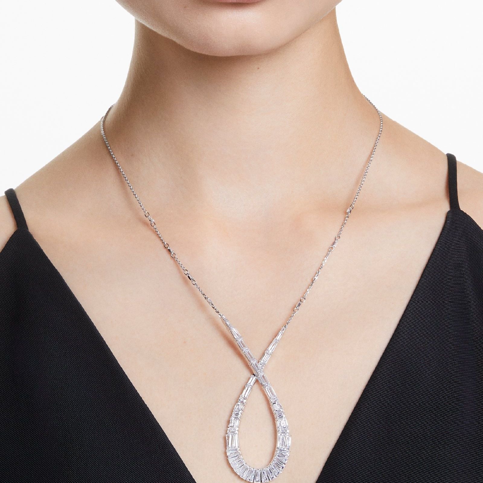 Collana donna Swarovski Hyperbola rodiata con goccia di cristalli 5679438-5