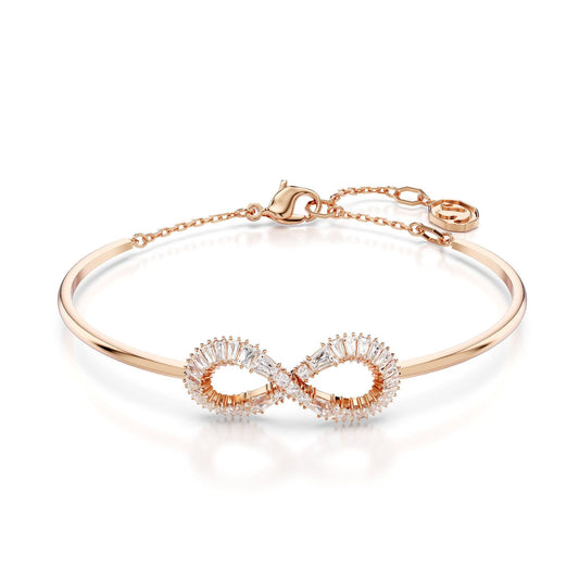 Bracciale rigido donna Swarovski Hyperbola placcato rosé infinito con cristalli 5679443-1