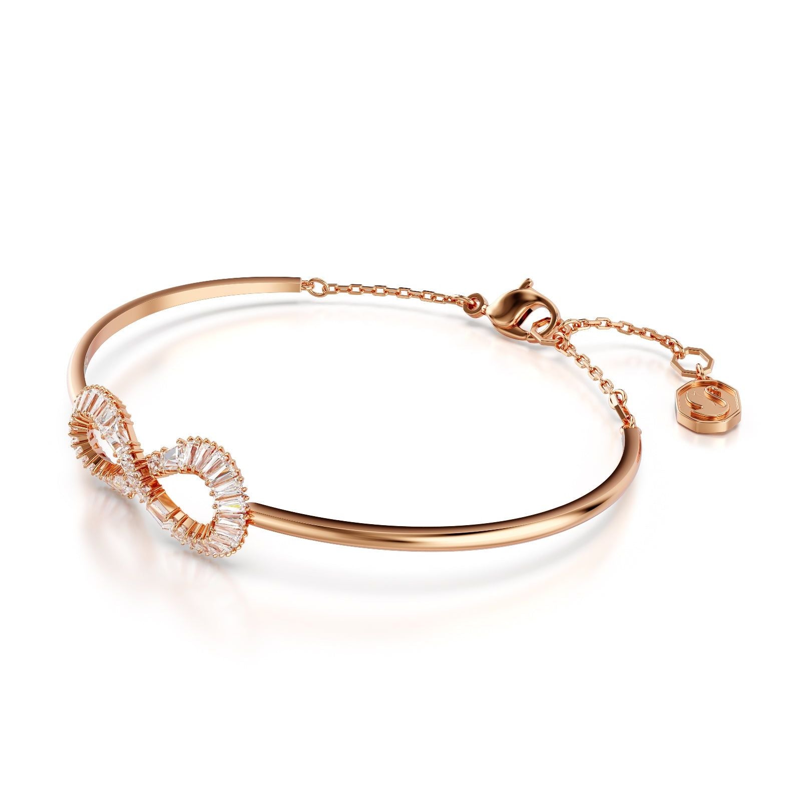 Bracciale rigido donna Swarovski Hyperbola placcato rosé infinito con cristalli 5679443-3