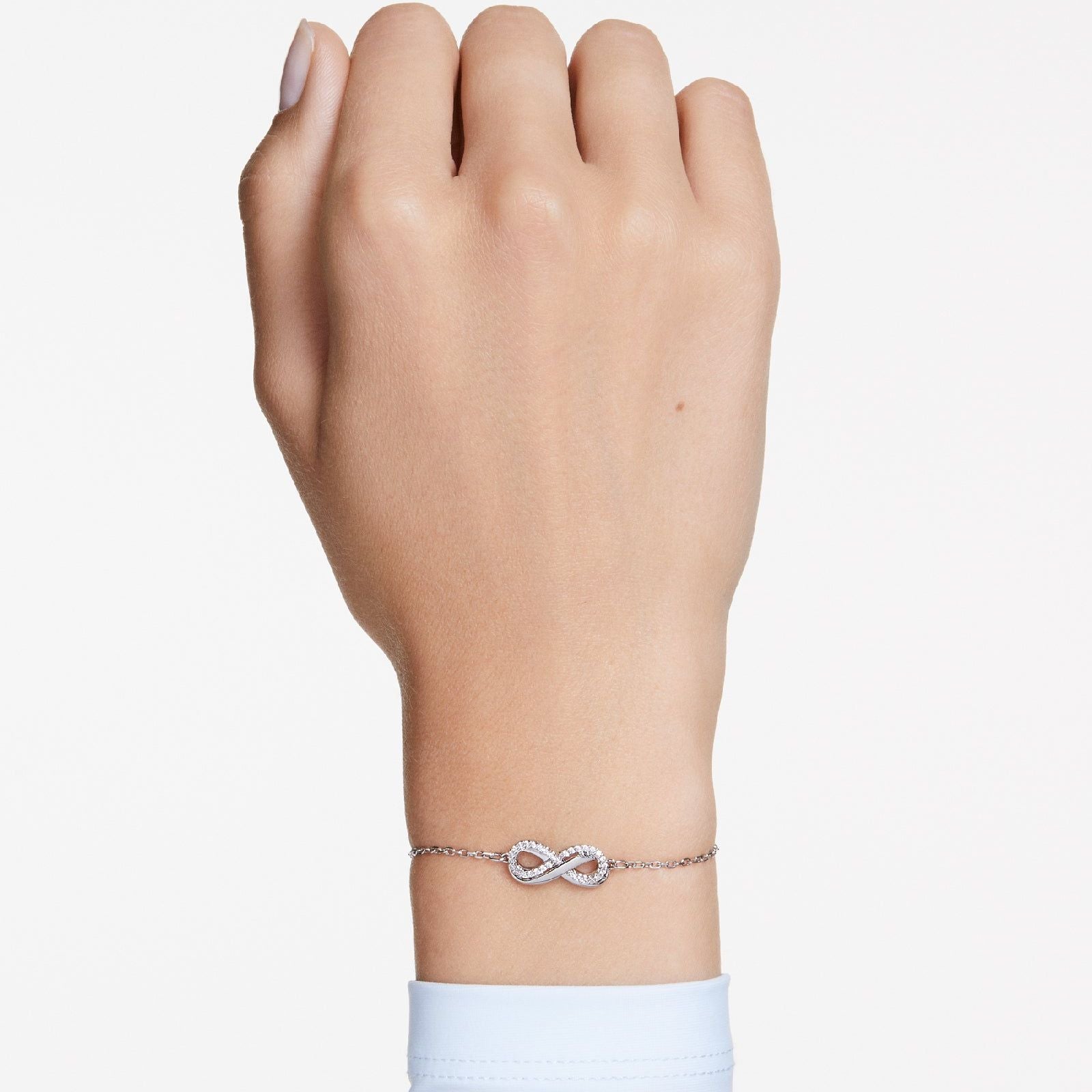 Bracciale donna Swarovski Hyperbola rodiato infinito con cristalli 5679664-5