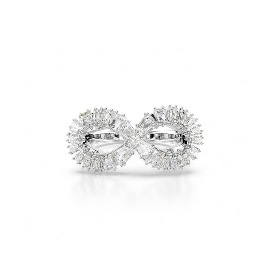 Anello donna Swarovski Hyperbola rodiato con infinito di cristalli 5679694-2