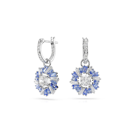Orecchini pendenti donna Swarovski Idyllia argento con fiore di cristalli blu 5680016-1