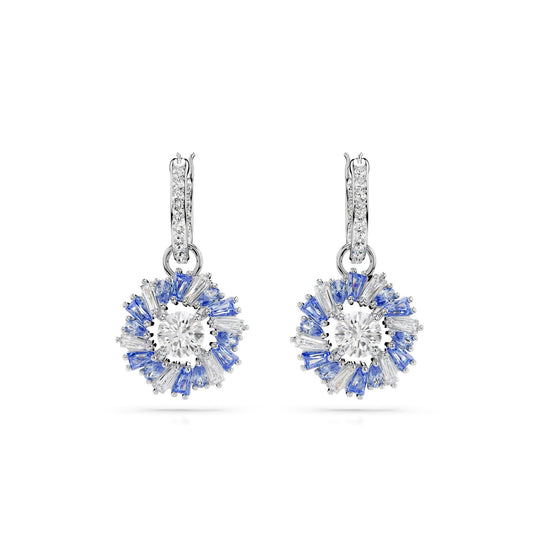 Orecchini pendenti donna Swarovski Idyllia argento con fiore di cristalli blu 5680016-2