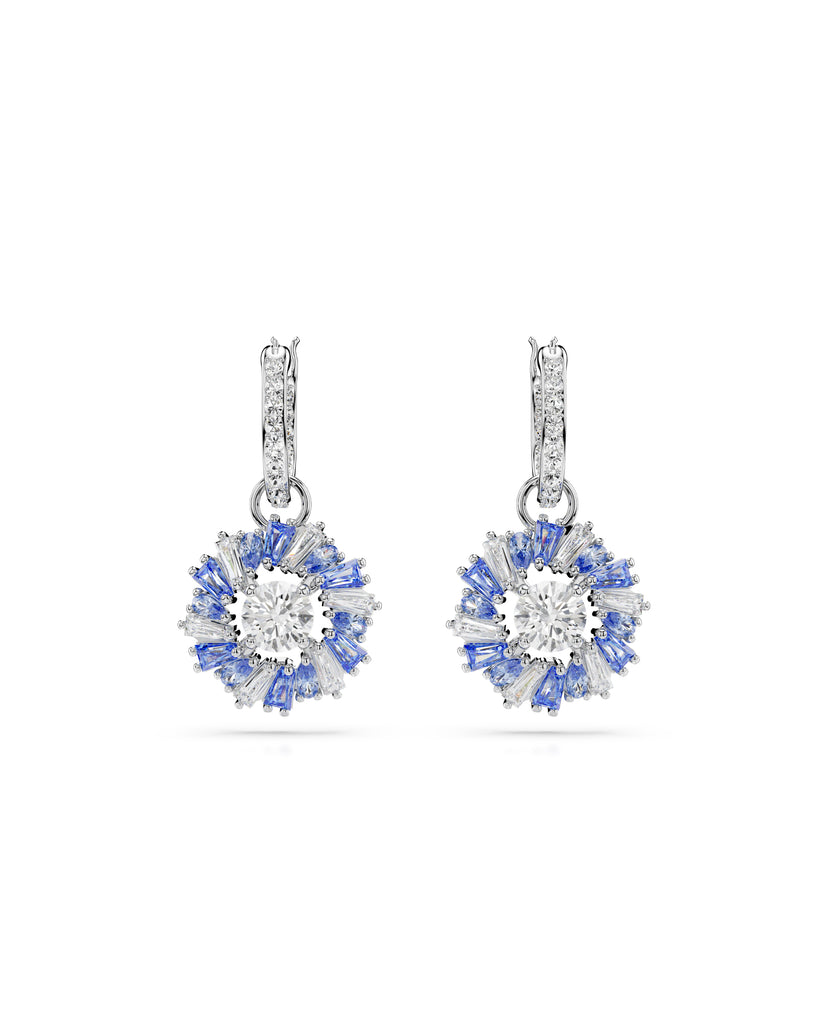Orecchini pendenti da donna Swarovski Idyllia in lega di metalli rodiata con fiore di cristalli blu 5680016