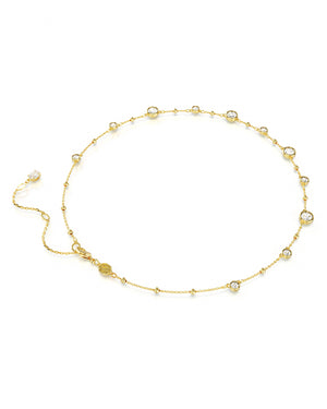 Collana girocollo da donna Swarovski Imber placcata oro con piccole sfere e cristalli distribuiti sulla catena 5680090