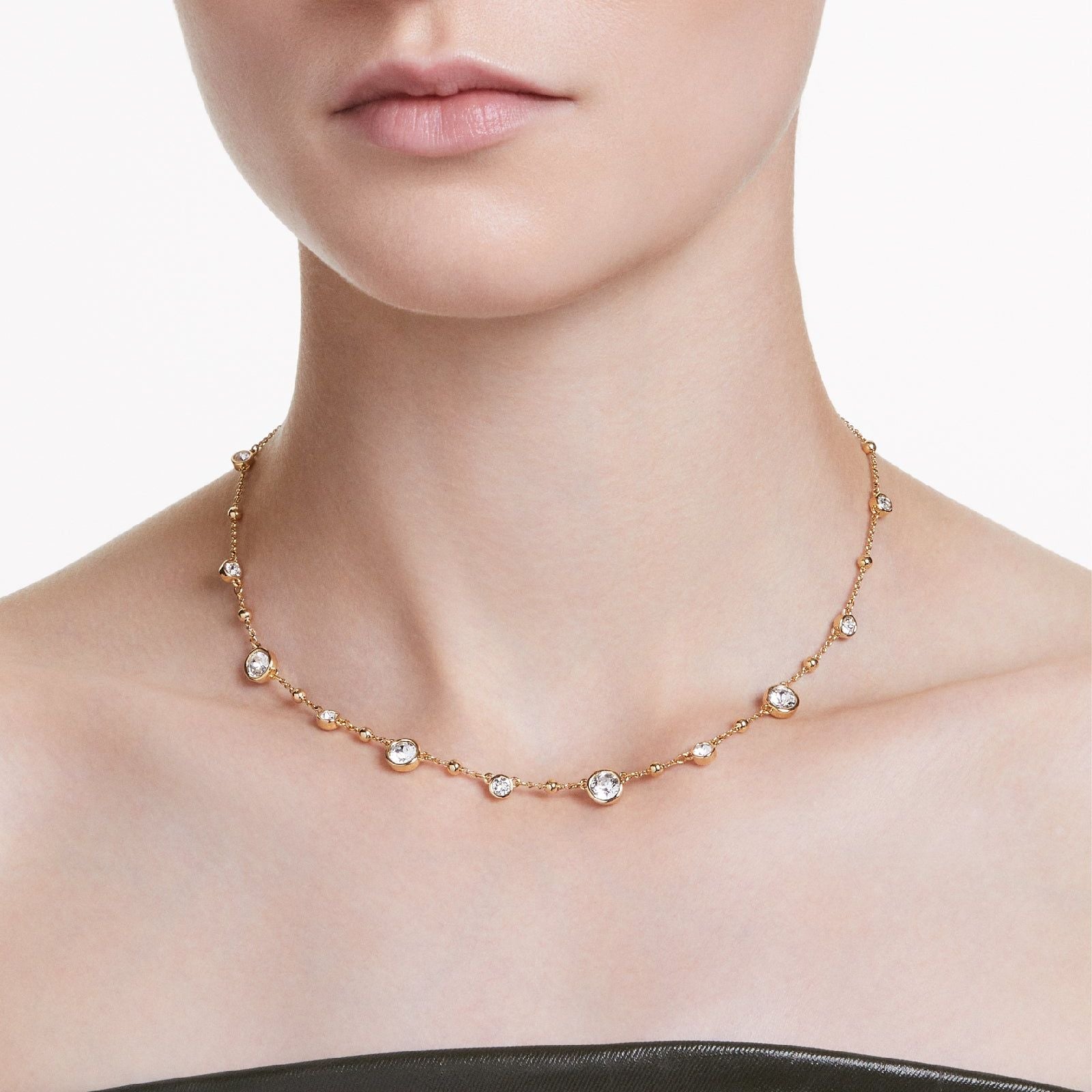 Collana donna Swarovski Imber placcata oro con piccole sfere e cristalli 5680090-4