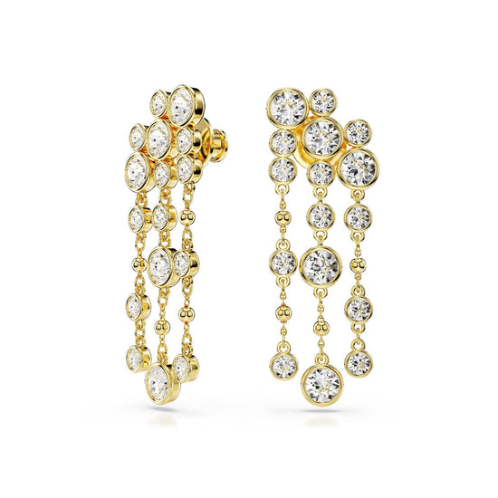 Orecchhini donna Swarovski Imber placcati oro con piccole sfere e cristalli a cascata 5680093-1