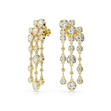 Orecchhini donna Swarovski Imber placcati oro con piccole sfere e cristalli a cascata 5680093-1