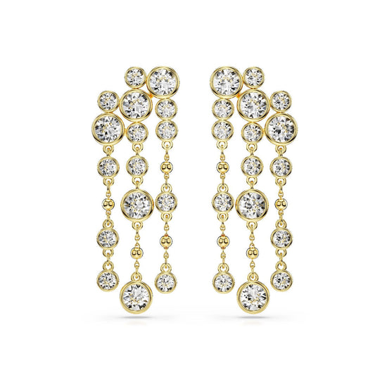 Orecchhini donna Swarovski Imber placcati oro con piccole sfere e cristalli a cascata 5680093-2