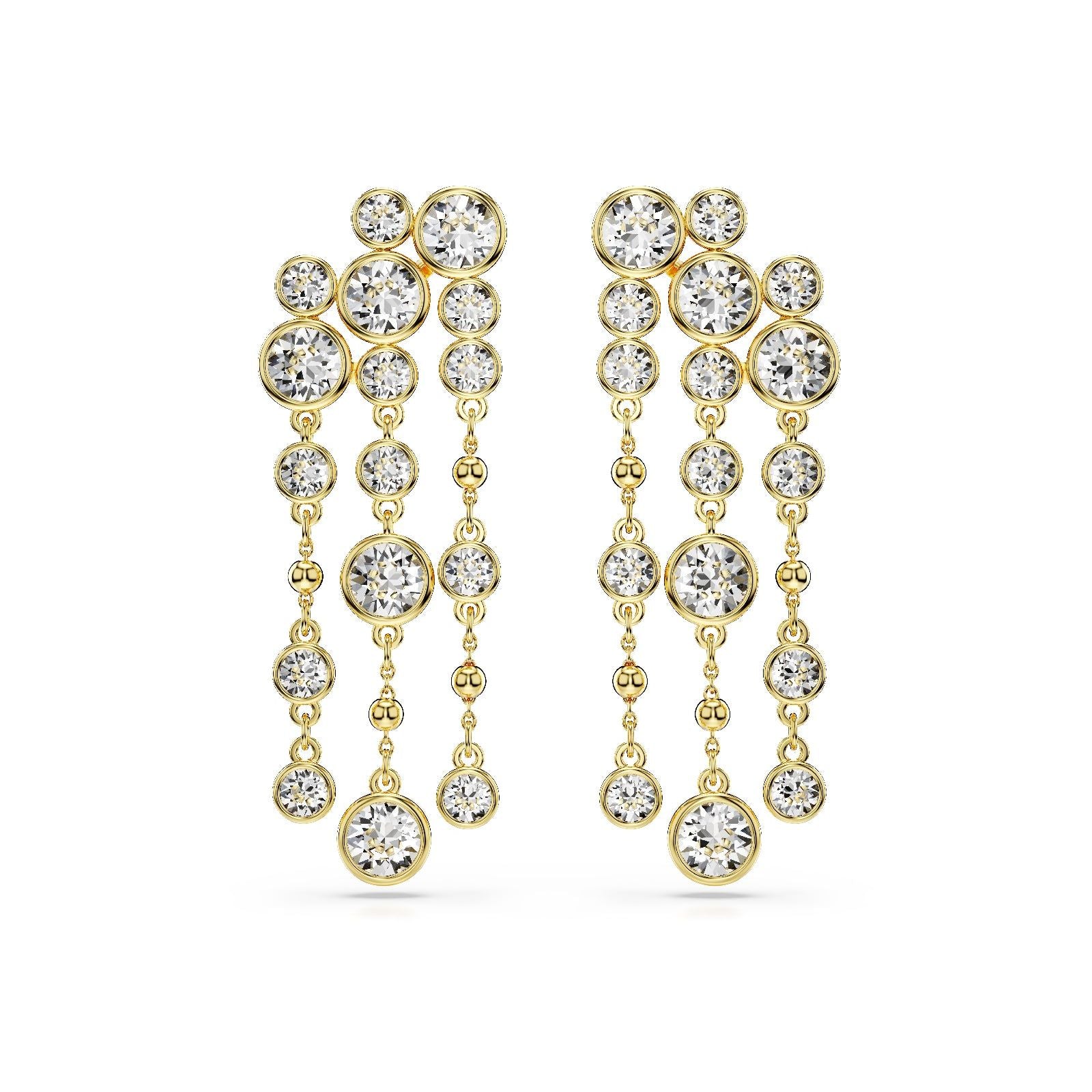 Orecchhini donna Swarovski Imber placcati oro con piccole sfere e cristalli a cascata 5680093-2