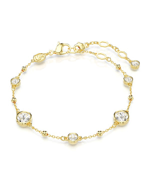 Bracciale catena da donna Swarovski Imber placcata oro con piccole sfere e cristalli distribuiti sulla catena 5680094