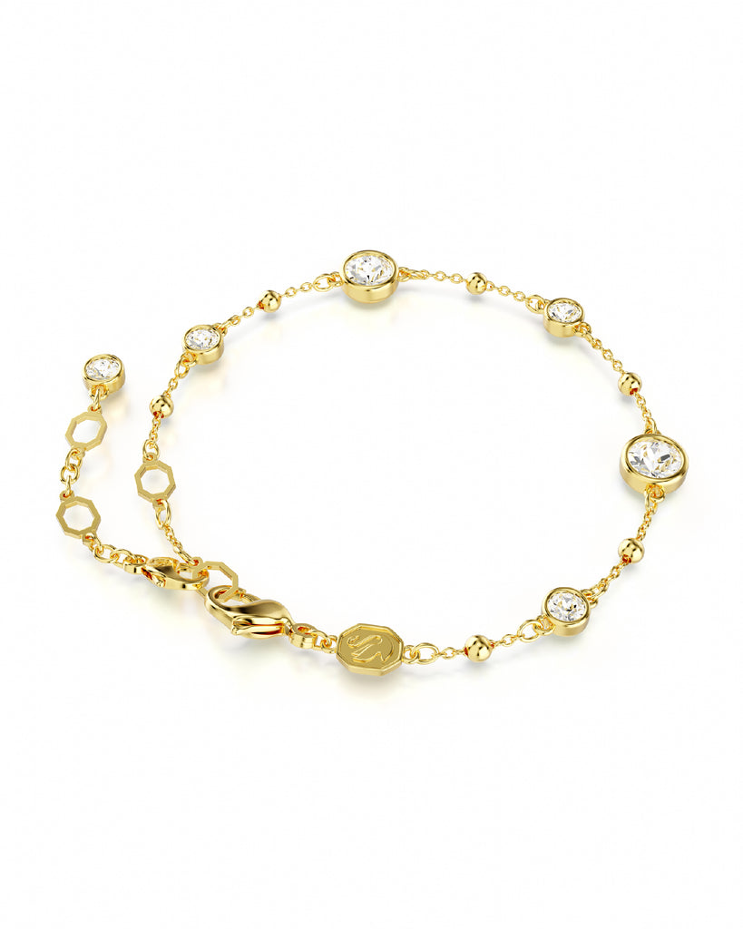 Bracciale catena da donna Swarovski Imber placcata oro con piccole sfere e cristalli distribuiti sulla catena 5680094