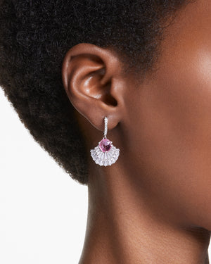 Orecchini pendenti da donna Swarovski Idyllia in lega di metalli rodiata a forma di conchiglia con cristalli bianchi e rosa 5680295