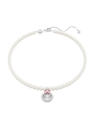 Collana girocollo da donna Swarovski Idyllia in lega di metalli rodiata con conchiglia di cristalli bianchi e rosa e filo di perle 5680297
