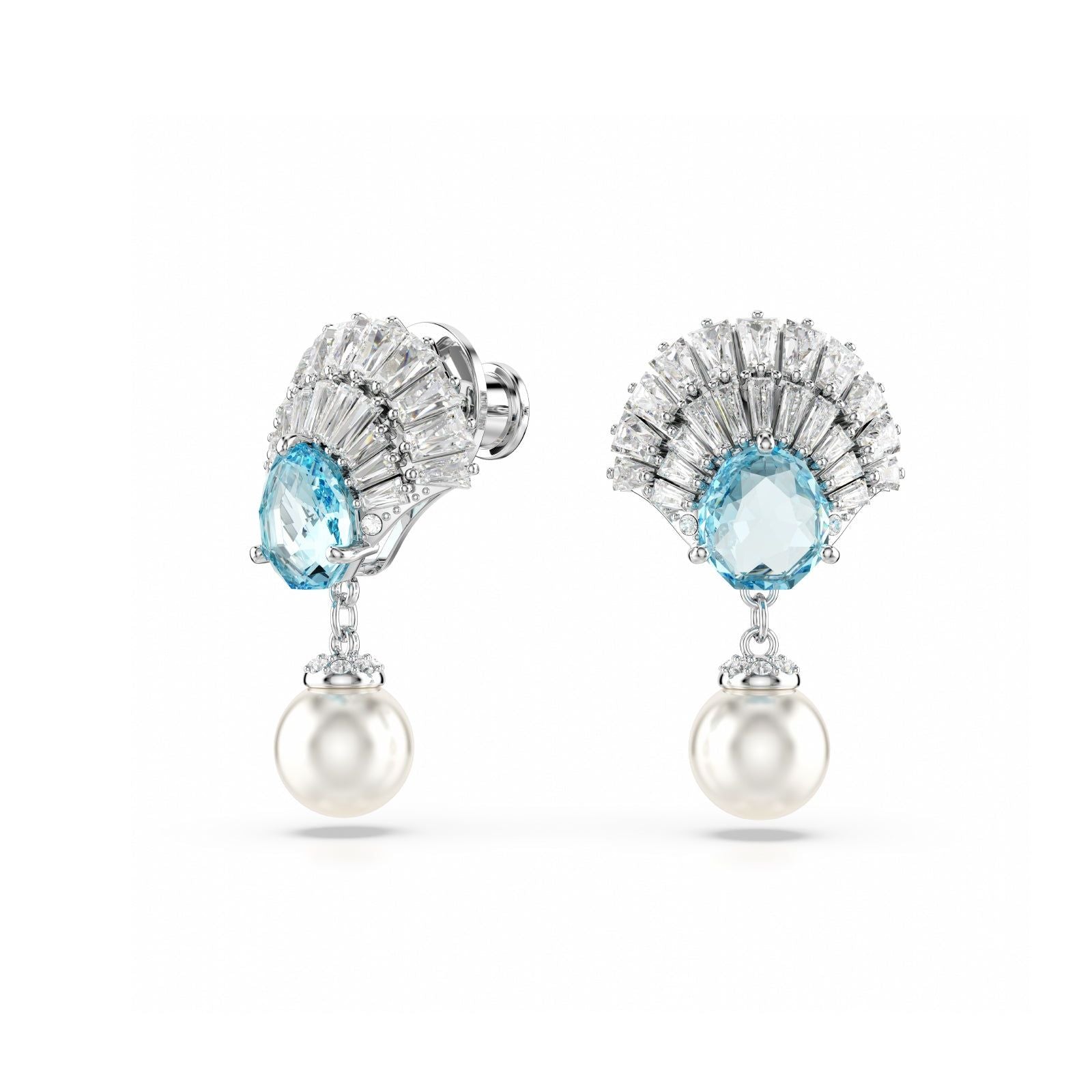 Orecchini pendenti donna Swarovski Idyllia argento con cristalli e perla 5680301-1