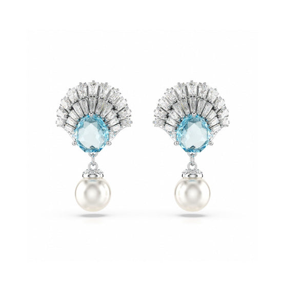 Orecchini pendenti donna Swarovski Idyllia argento con cristalli e perla 5680301-2
