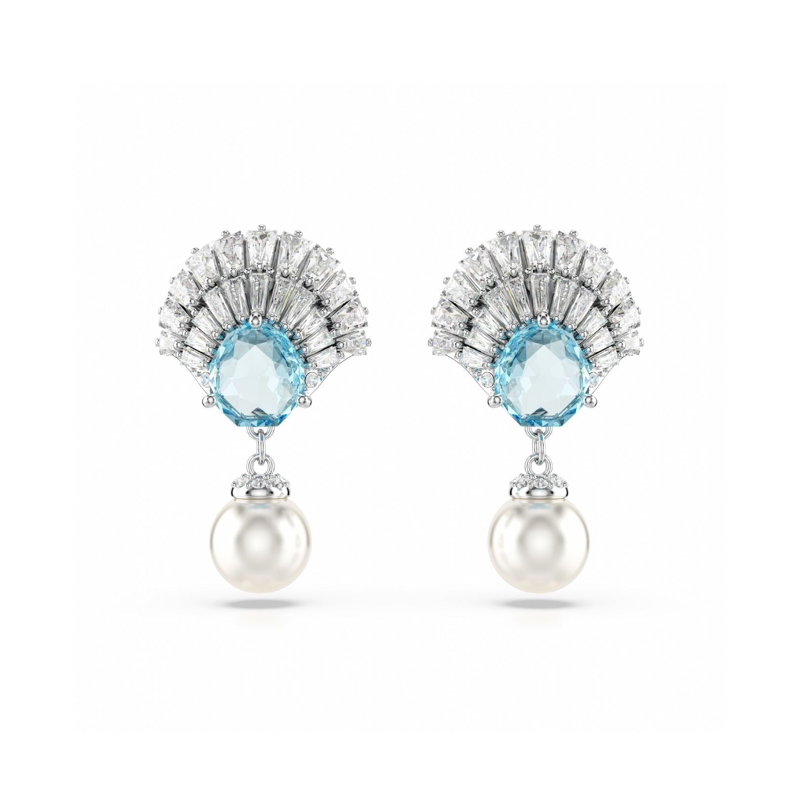 Orecchini pendenti donna Swarovski Idyllia argento con cristalli e perla 5680301-2