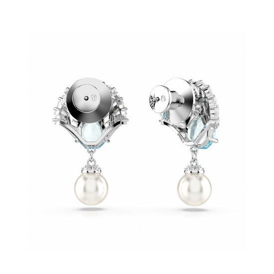 Orecchini pendenti donna Swarovski Idyllia argento con cristalli e perla 5680301-3