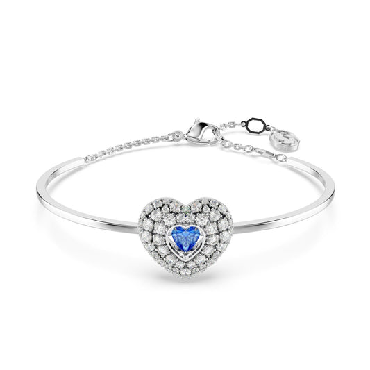Bracciale donna Swarovski Hyperbola rodiato con cuore di cristalli bianchi e blu 5680393-1