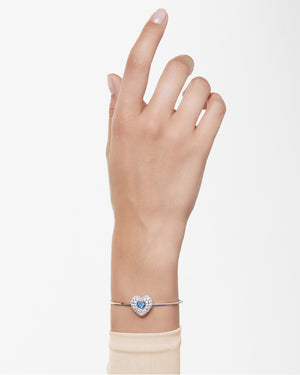 Bracciale rigido da donna Swarovski Hyperbola in lega di metalli rodiata con un cuore con pavé di cristalli e cristallo blu 5680393