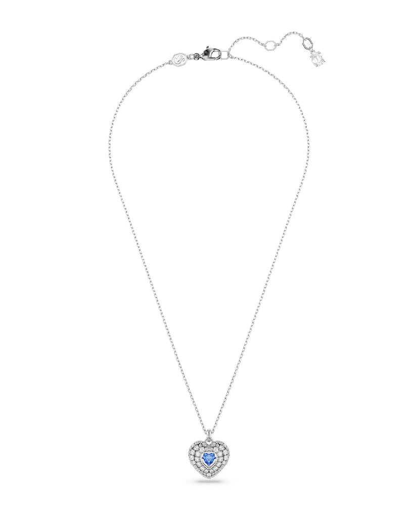 Collana girocollo da donna Swarovski Hyperbola in lega di metalli rodiata con un cuore con pavé di cristalli e cristallo blu 5680403