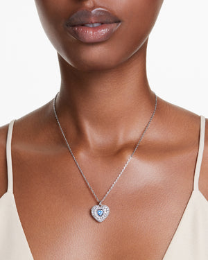 Collana girocollo da donna Swarovski Hyperbola in lega di metalli rodiata con un cuore con pavé di cristalli e cristallo blu 5680403
