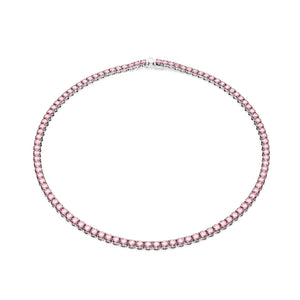 Collana tennis donna della collezione Swarovski Matrix Tennis con placcatura rodiata e cristalli Swarovski rosa tondi di 0,3mm 5681800