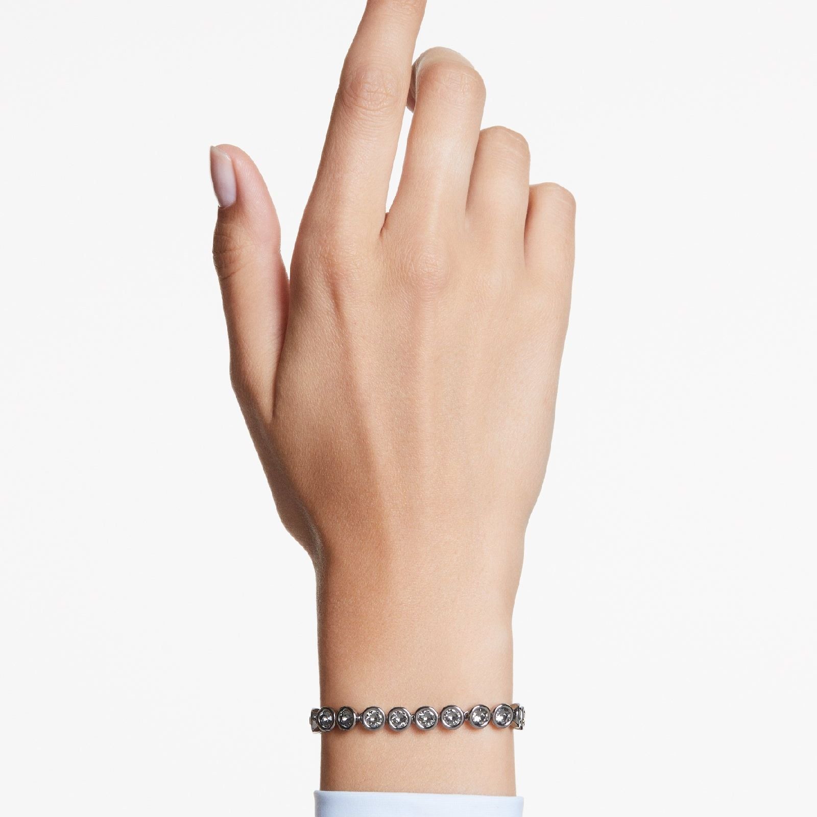 Bracciale tennis donna Swarovski Imber placcato rutenio con cristalli neri 5682592-5