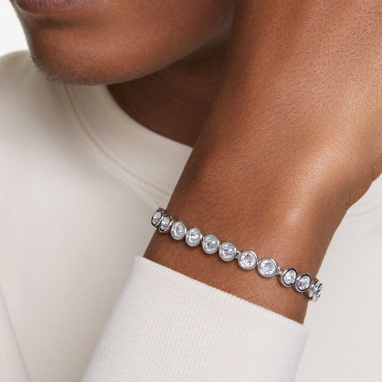 Bracciale tennis donna Swarovski Imber rodiato con cristalli 5682666-4