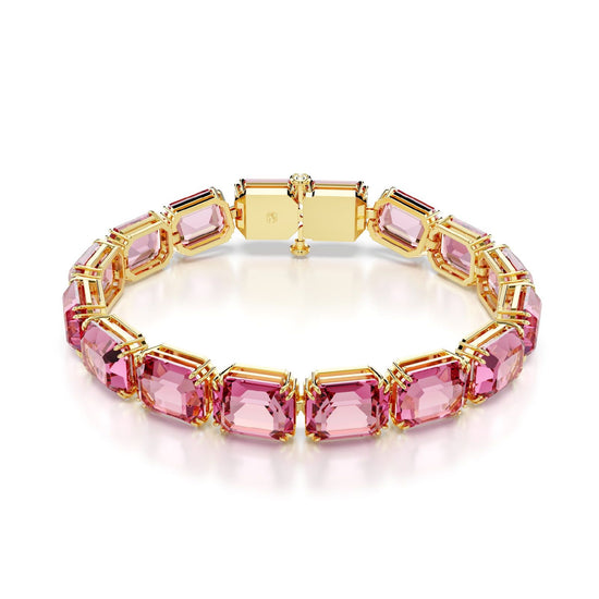 Bracciale tennis donna Swarovski Millenia placcati oro con cristalli rosa 5683428-1
