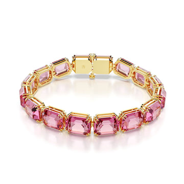 Bracciale tennis donna Swarovski Millenia placcati oro con cristalli rosa 5683428-1