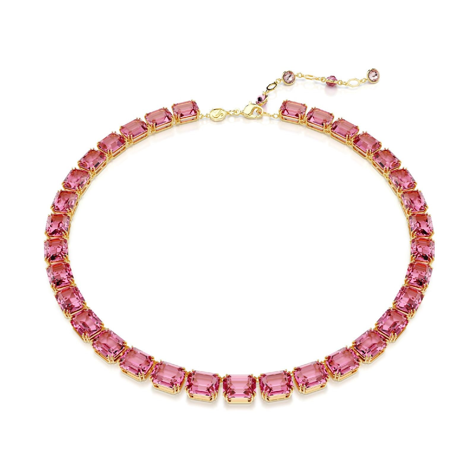 Collana tennis donna Swarovski Millenia placcati oro con cristalli rosa 5683429-1
