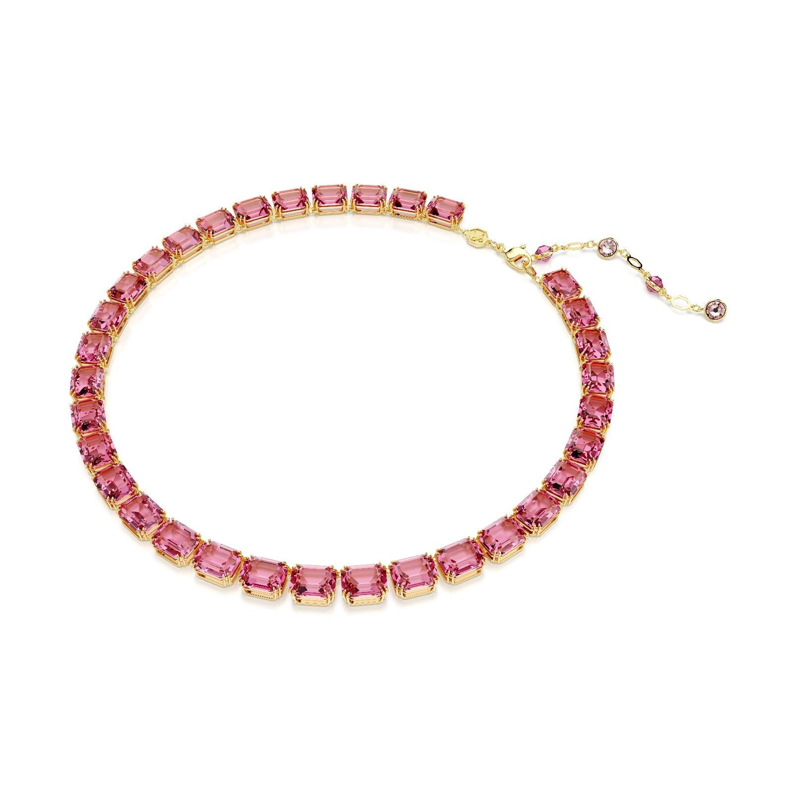 Collana tennis donna Swarovski Millenia placcati oro con cristalli rosa 5683429-2
