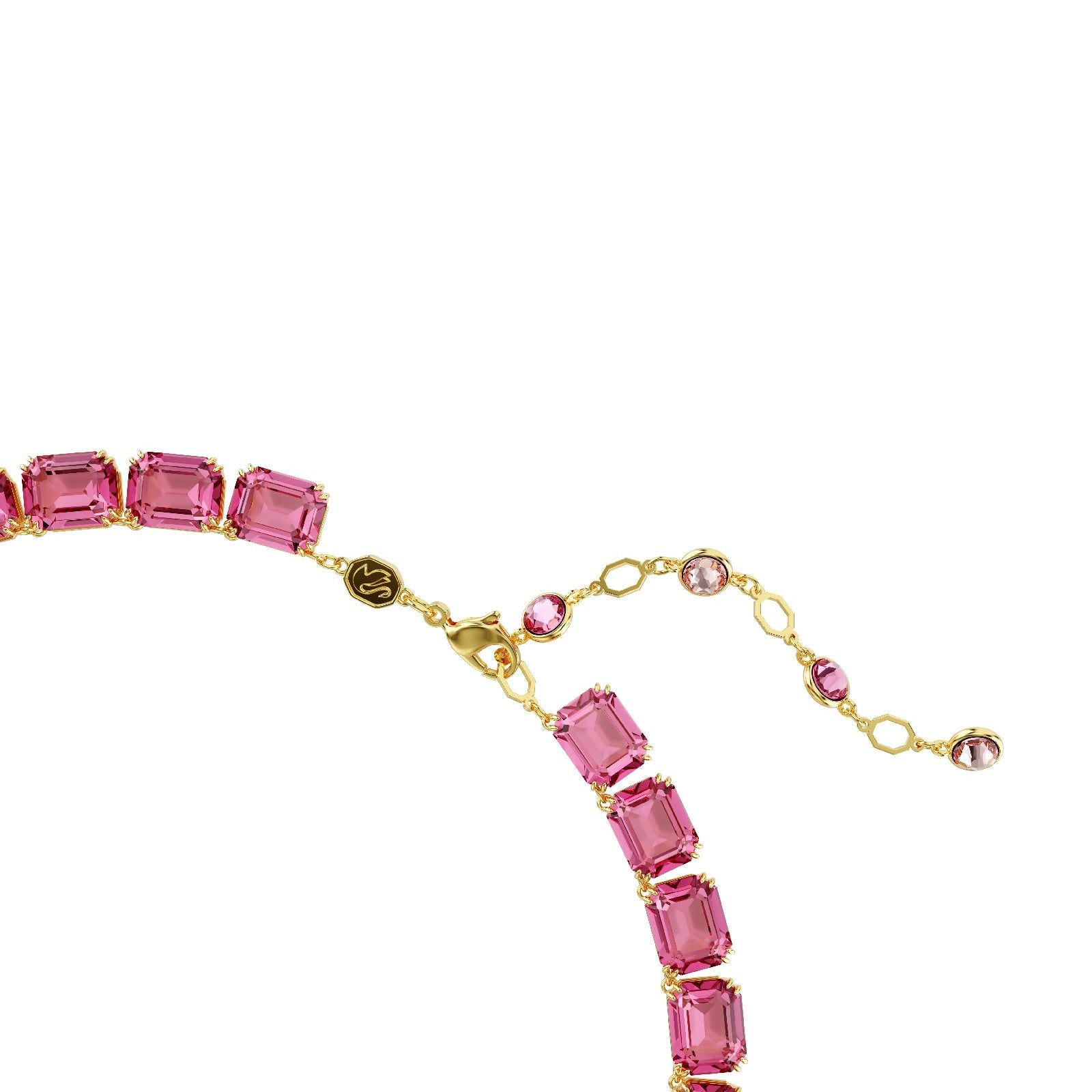 Collana tennis donna Swarovski Millenia placcati oro con cristalli rosa 5683429-3