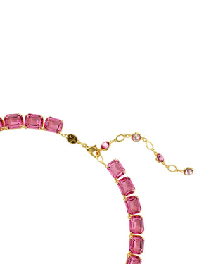 Collana tennis da donna Swarovski Millenia placcati oro con cristalli ottogonali rosa con montatura a griffe 5683429