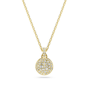 Collana da donna Swarovski Meteora placcato oro con ciondolo con pavé di cristalli da un lato e un cristallo dall'altro 5683443