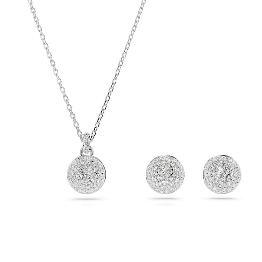 Set collana e orecchini donna Swarovski Meteora rodiati con pavé di cristalli 5683445-1