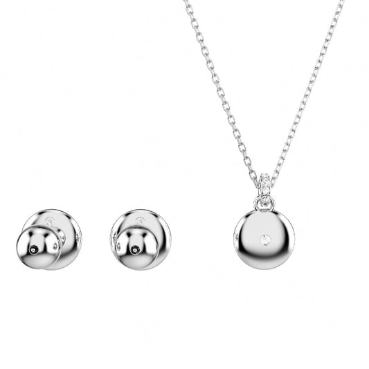 Set collana e orecchini donna Swarovski Meteora rodiati con pavé di cristalli 5683445-2
