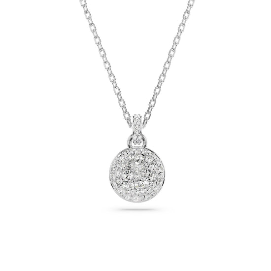 Collana donna Swarovski Meteora rodiato con ciondolo tondo e cristalli 5683446-1
