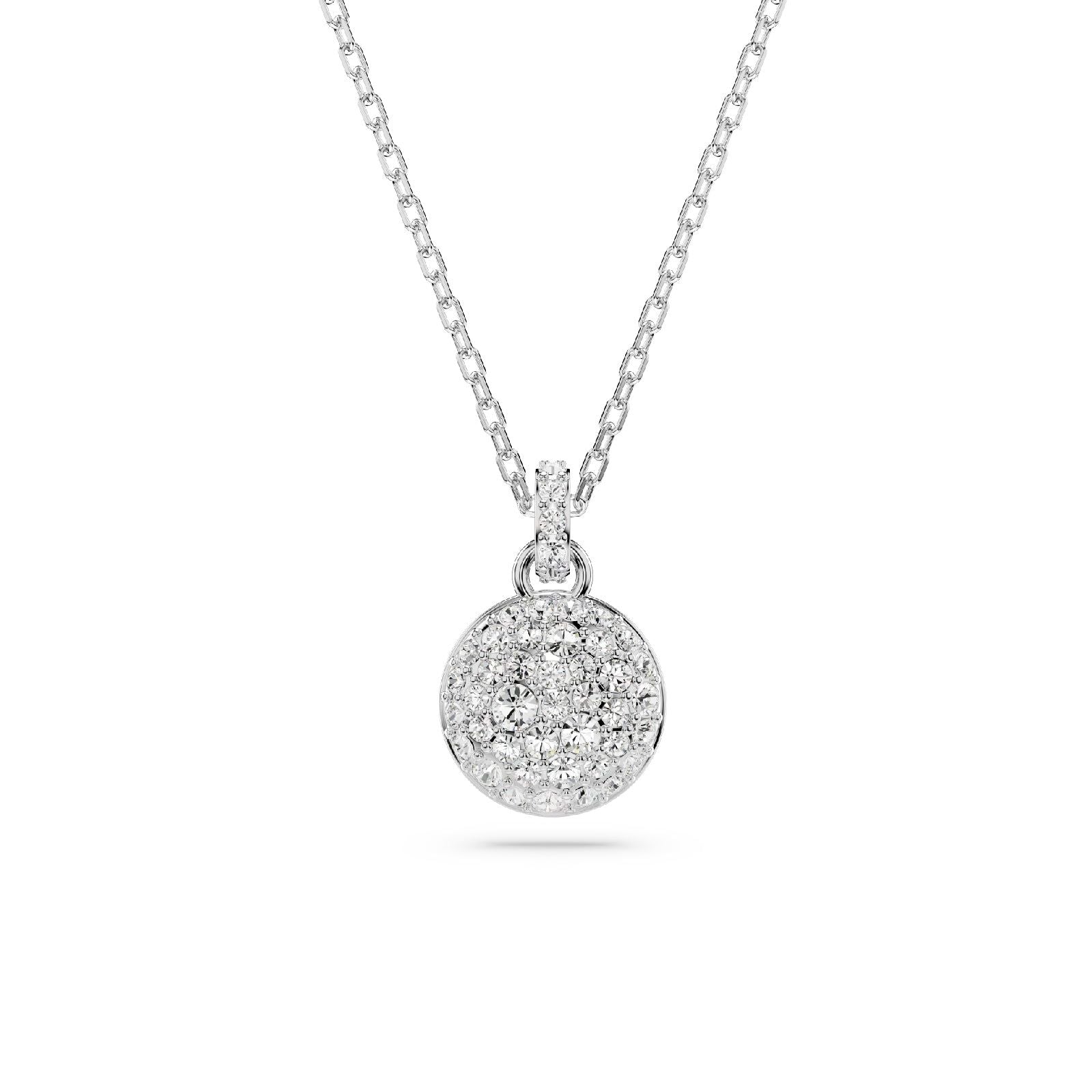 Collana donna Swarovski Meteora rodiato con ciondolo tondo e cristalli 5683446-1