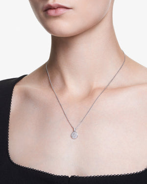 Collana da donna Swarovski Meteora in lega di metalli rodiata e ciondolo con pavé di cristalli da un lato e un cristallo dall'altro 5683446