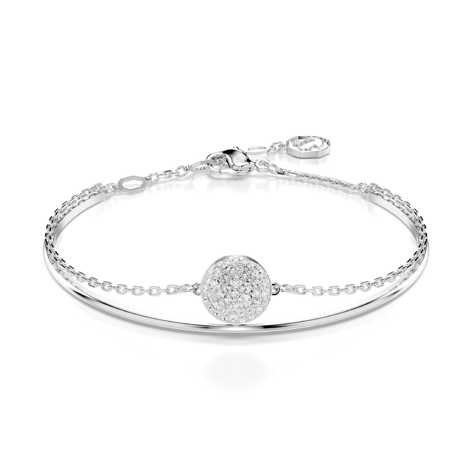 Bracciale semirigido donna Swarovski Meteora rodiato con pavé di cristalli 5683447-1
