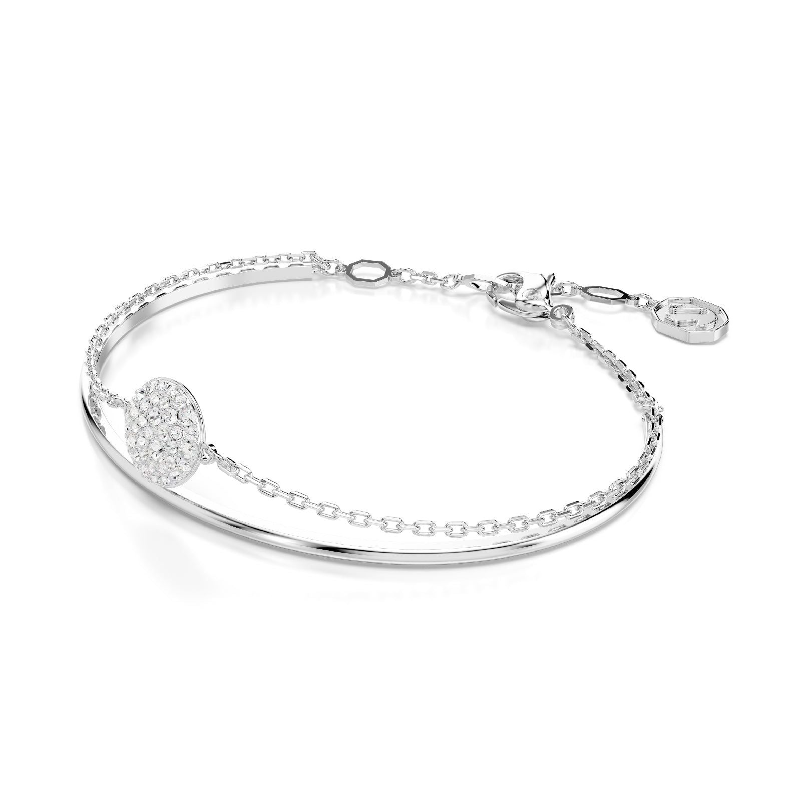 Bracciale semirigido donna Swarovski Meteora rodiato con pavé di cristalli 5683447-2