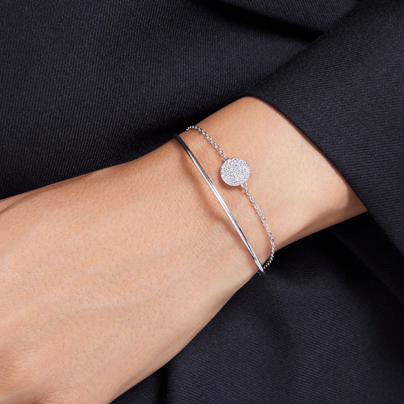 Bracciale semirigido donna Swarovski Meteora rodiato con pavé di cristalli 5683447-4