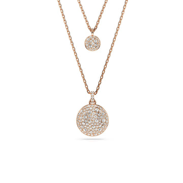 Collana donna Swarovski Meteora placcato rosé due catene e ciondoli tondi con cristalli 5683449-1