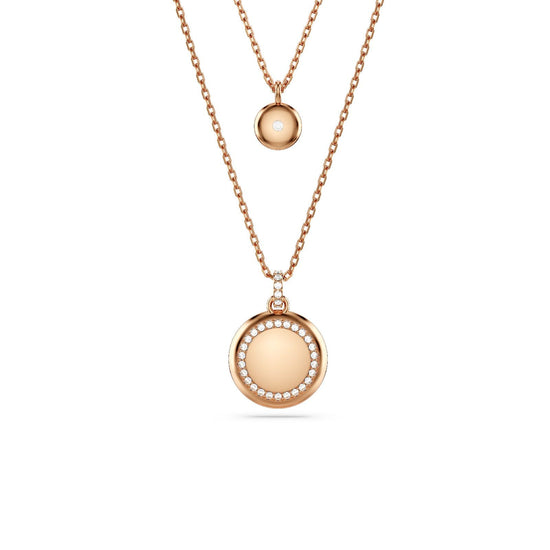 Collana donna Swarovski Meteora placcato rosé due catene e ciondoli tondi con cristalli 5683449-2