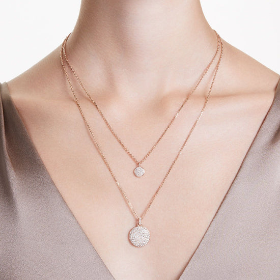 Collana donna Swarovski Meteora placcato rosé due catene e ciondoli tondi con cristalli 5683449-5