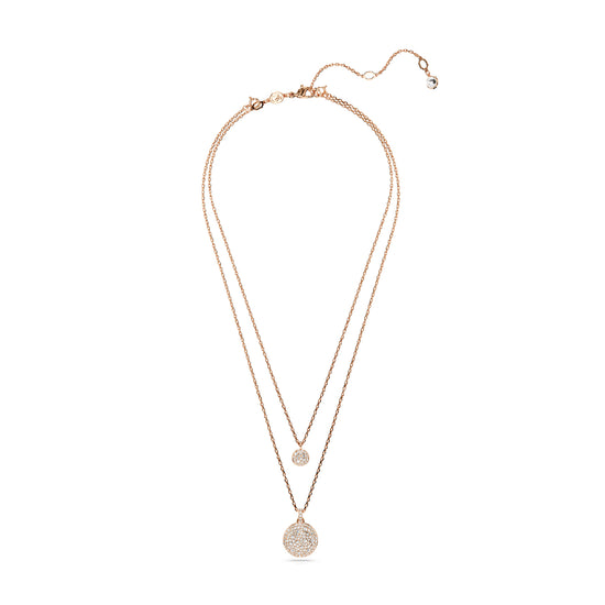 Collana donna Swarovski Meteora placcato rosé due catene e ciondoli tondi con cristalli 5683449