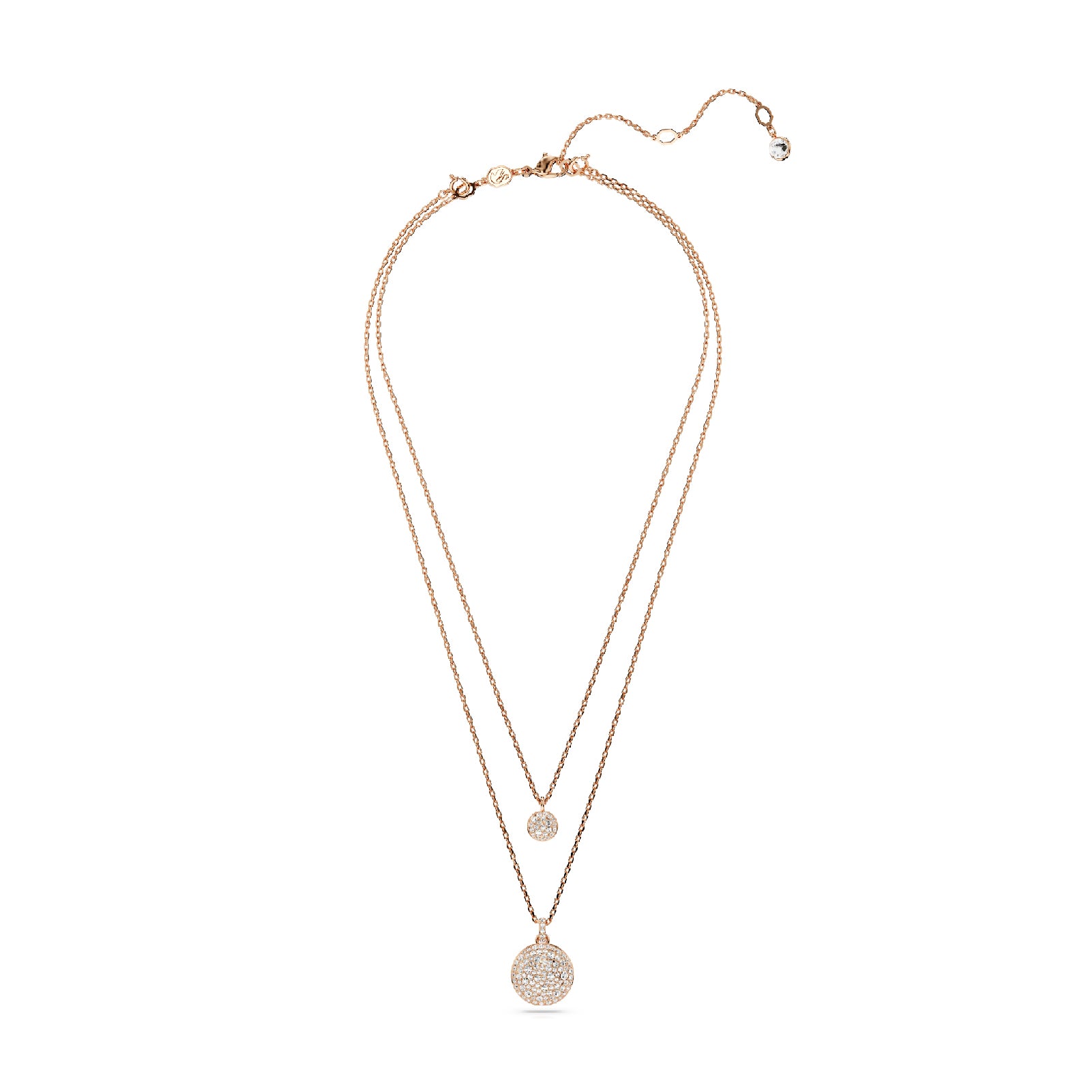 Collana donna Swarovski Meteora placcato rosé due catene e ciondoli tondi con cristalli 5683449